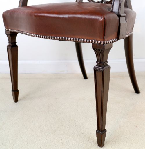 SET OF 10 VICTORIAN HEPPLEWHITE DESIGN SHIELD BACK CARVER DINING CHAIRS ATTRIBUTED TO GILLOWS - ADDITIONAL PHOTO 25