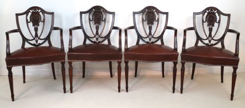 SET OF 10 VICTORIAN HEPPLEWHITE DESIGN SHIELD BACK CARVER DINING CHAIRS ATTRIBUTED TO GILLOWS - ADDITIONAL PHOTO 26