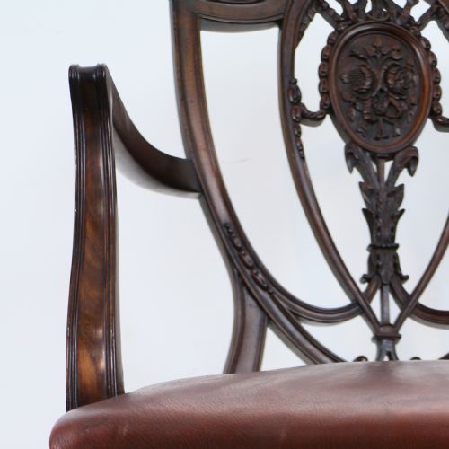 SET OF 10 VICTORIAN HEPPLEWHITE DESIGN SHIELD BACK CARVER DINING CHAIRS ATTRIBUTED TO GILLOWS - ADDITIONAL PHOTO 29