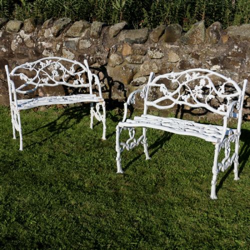 a pair of victorian cast iron serpent twig pattern garden seatsbenches - CATEGORY: ANTIQUE FURNITURE - DATED VICTORIAN