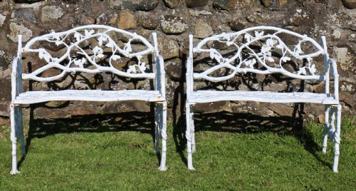 A PAIR OF VICTORIAN CAST IRON SERPENT TWIG PATTERN GARDEN SEATSBENCHES - ADDITIONAL PHOTO 4