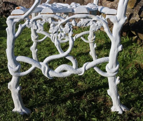 A VICTORIAN CAST IRON SERPENT TWIG PATTERN GARDEN SEAT OR BENCH CIRCA 1860 - ADDITIONAL PHOTO 17