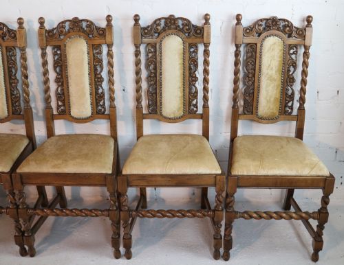 SET OF 12 JACOBEAN CARVED OAK DINING CHAIRS - ADDITIONAL PHOTO 9