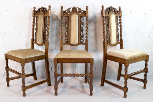 SET OF 12 JACOBEAN CARVED OAK DINING CHAIRS - ADDITIONAL PHOTO 11
