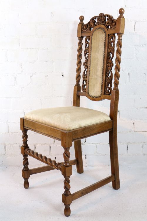 SET OF 12 JACOBEAN CARVED OAK DINING CHAIRS - ADDITIONAL PHOTO 14