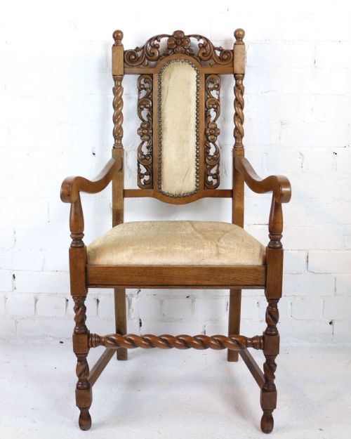 SET OF 12 JACOBEAN CARVED OAK DINING CHAIRS - ADDITIONAL PHOTO 27