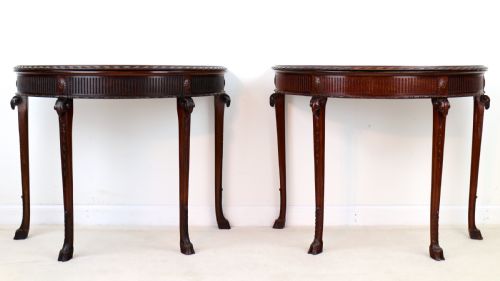 PAIR OF GEORGE III NEOCLASSICAL STYLE MAHOGANY DEMILUNE CARD TABLES BY MAPLE CO - ADDITIONAL PHOTO 4