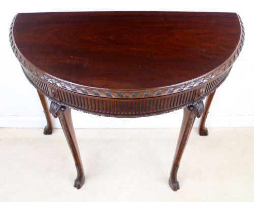 PAIR OF GEORGE III NEOCLASSICAL STYLE MAHOGANY DEMILUNE CARD TABLES BY MAPLE CO - ADDITIONAL PHOTO 10