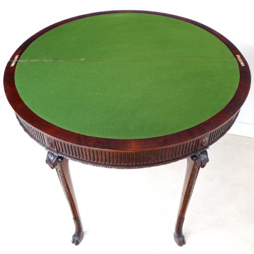 PAIR OF GEORGE III NEOCLASSICAL STYLE MAHOGANY DEMILUNE CARD TABLES BY MAPLE CO - ADDITIONAL PHOTO 13