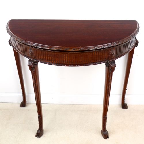 PAIR OF GEORGE III NEOCLASSICAL STYLE MAHOGANY DEMILUNE CARD TABLES BY MAPLE CO - ADDITIONAL PHOTO 20