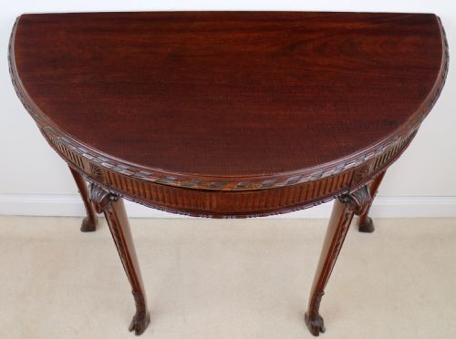 PAIR OF GEORGE III NEOCLASSICAL STYLE MAHOGANY DEMILUNE CARD TABLES BY MAPLE CO - ADDITIONAL PHOTO 21