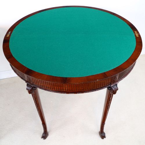 PAIR OF GEORGE III NEOCLASSICAL STYLE MAHOGANY DEMILUNE CARD TABLES BY MAPLE CO - ADDITIONAL PHOTO 26