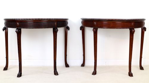 PAIR OF GEORGE III NEOCLASSICAL STYLE MAHOGANY DEMILUNE CARD TABLES BY MAPLE CO - ADDITIONAL PHOTO 28