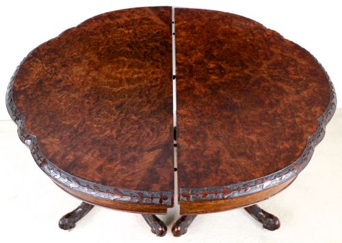 PAIR OF IRISH VICTORIAN BURR WALNUT CARD TABLES - ADDITIONAL PHOTO 9