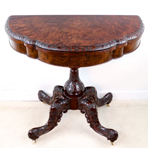 PAIR OF IRISH VICTORIAN BURR WALNUT CARD TABLES - ADDITIONAL PHOTO 17