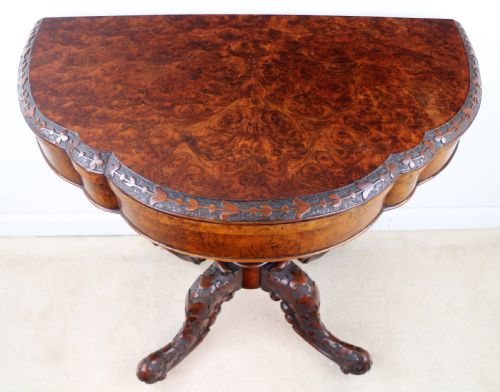 PAIR OF IRISH VICTORIAN BURR WALNUT CARD TABLES - ADDITIONAL PHOTO 24