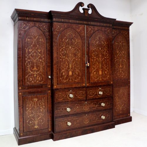19TH CENTURY MAHOGANY MARQUETRY FITTED WARDROBE BY EDWARDS ROBERTS OF LONDON - ADDITIONAL PHOTO 1