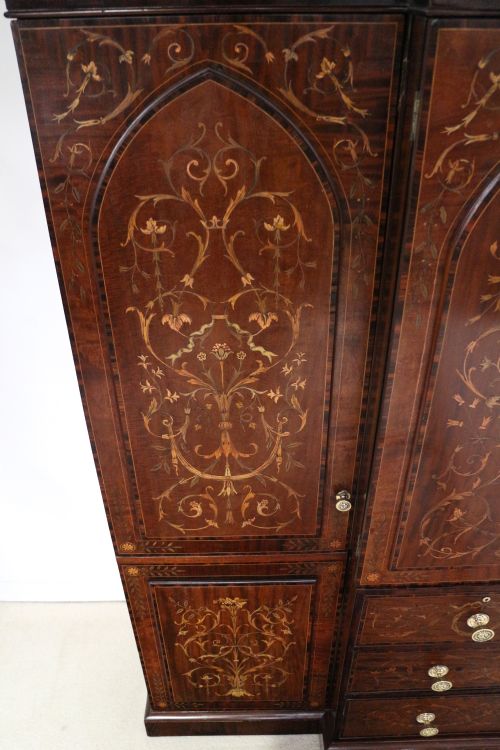 19TH CENTURY MAHOGANY MARQUETRY FITTED WARDROBE BY EDWARDS ROBERTS OF LONDON - ADDITIONAL PHOTO 4