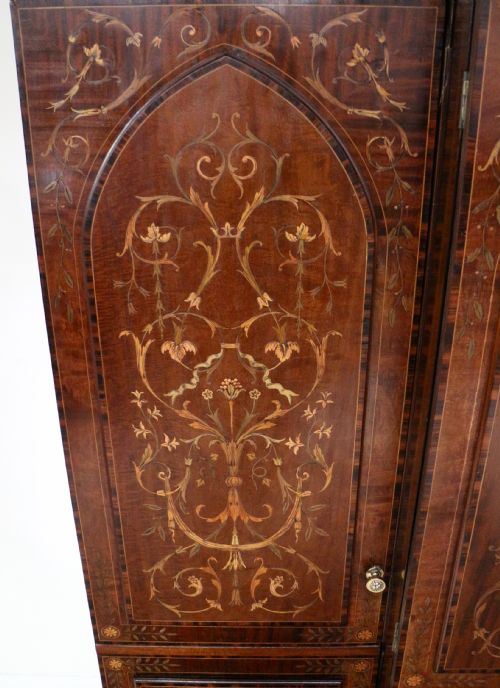 19TH CENTURY MAHOGANY MARQUETRY FITTED WARDROBE BY EDWARDS ROBERTS OF LONDON - ADDITIONAL PHOTO 7