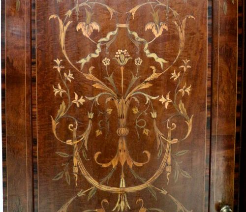 19TH CENTURY MAHOGANY MARQUETRY FITTED WARDROBE BY EDWARDS ROBERTS OF LONDON - ADDITIONAL PHOTO 17