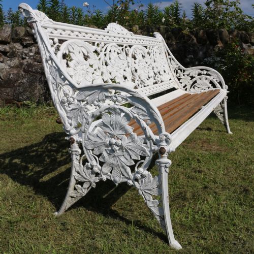 VICTORIAN COALBROOKDALE HORSE CHESTNUT PATTERN GARDEN SEATBENCH - ADDITIONAL PHOTO 16