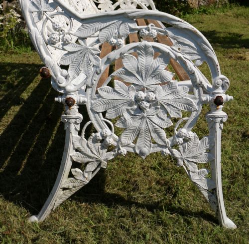 VICTORIAN COALBROOKDALE HORSE CHESTNUT PATTERN GARDEN SEATBENCH - ADDITIONAL PHOTO 19