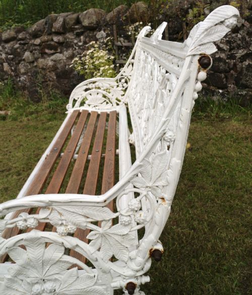 VICTORIAN COALBROOKDALE HORSE CHESTNUT PATTERN GARDEN SEATBENCH - ADDITIONAL PHOTO 22