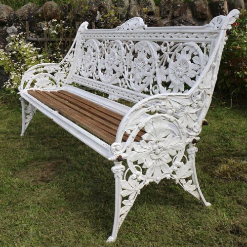 VICTORIAN COALBROOKDALE HORSE CHESTNUT PATTERN GARDEN SEATBENCH - ADDITIONAL PHOTO 23