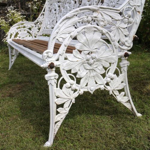 VICTORIAN COALBROOKDALE HORSE CHESTNUT PATTERN GARDEN SEATBENCH - ADDITIONAL PHOTO 24