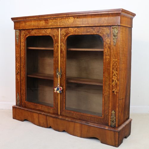 VICTORIAN WALNUT AND FLORAL MARQUETRY SIDE CABINET - ADDITIONAL PHOTO 1