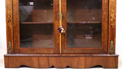 VICTORIAN WALNUT AND FLORAL MARQUETRY SIDE CABINET - ADDITIONAL PHOTO 4