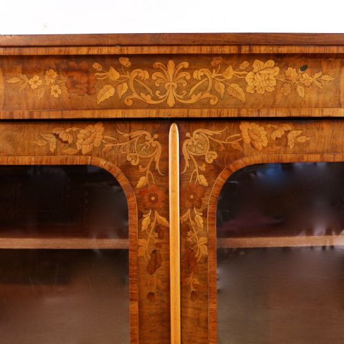 VICTORIAN WALNUT AND FLORAL MARQUETRY SIDE CABINET - ADDITIONAL PHOTO 8