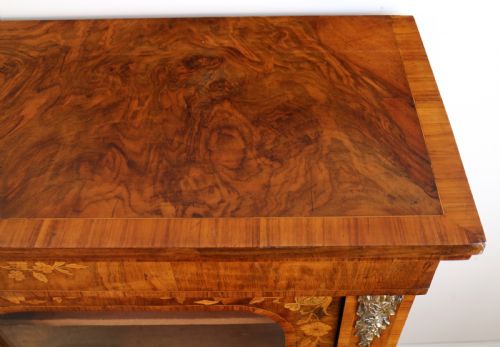 VICTORIAN WALNUT AND FLORAL MARQUETRY SIDE CABINET - ADDITIONAL PHOTO 12