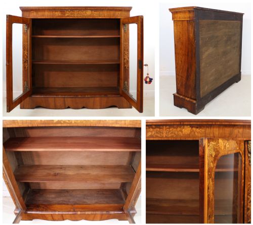 VICTORIAN WALNUT AND FLORAL MARQUETRY SIDE CABINET - ADDITIONAL PHOTO 16