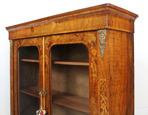 VICTORIAN WALNUT AND FLORAL MARQUETRY SIDE CABINET - ADDITIONAL PHOTO 21