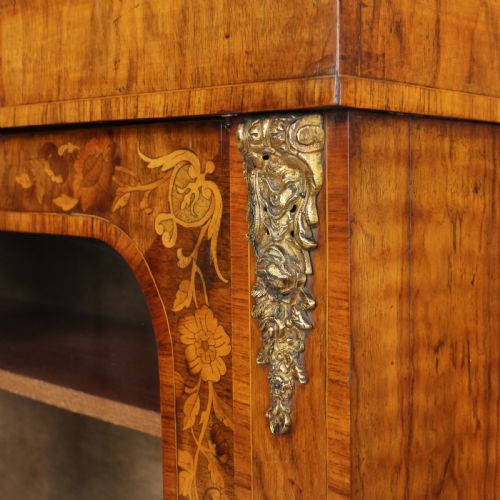 VICTORIAN WALNUT AND FLORAL MARQUETRY SIDE CABINET - ADDITIONAL PHOTO 23