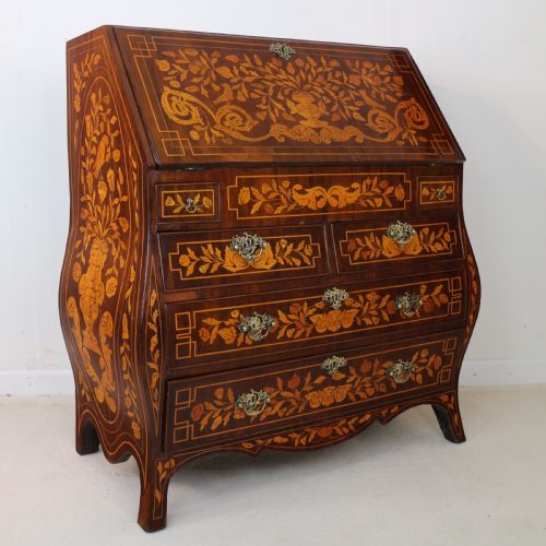 DUTCH MARQUETRY BOMB BUREAU 19TH CENTURY - ADDITIONAL PHOTO 1