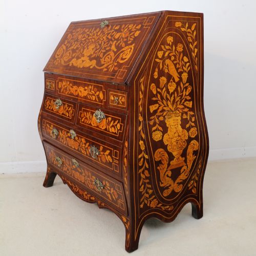 DUTCH MARQUETRY BOMB BUREAU 19TH CENTURY - ADDITIONAL PHOTO 20