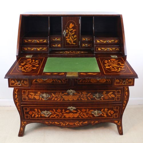 DUTCH MARQUETRY BOMB BUREAU 19TH CENTURY - ADDITIONAL PHOTO 24