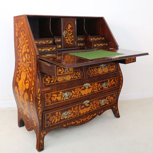 DUTCH MARQUETRY BOMB BUREAU 19TH CENTURY - ADDITIONAL PHOTO 26