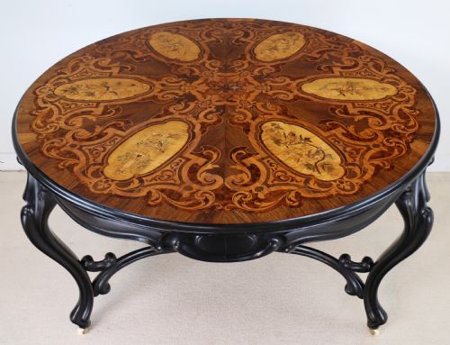 victorian marquetry inlaid circular centre table - CATEGORY: ANTIQUE TABLES - DATED VICTORIAN