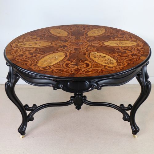 VICTORIAN MARQUETRY INLAID CIRCULAR CENTRE TABLE - ADDITIONAL PHOTO 3