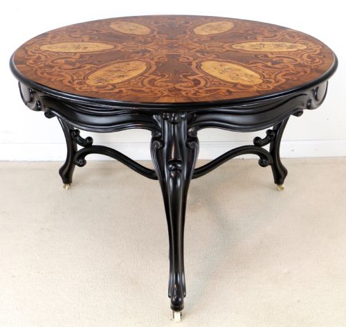 VICTORIAN MARQUETRY INLAID CIRCULAR CENTRE TABLE - ADDITIONAL PHOTO 5