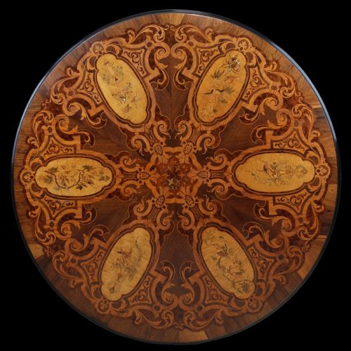 VICTORIAN MARQUETRY INLAID CIRCULAR CENTRE TABLE - ADDITIONAL PHOTO 9