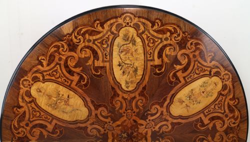 VICTORIAN MARQUETRY INLAID CIRCULAR CENTRE TABLE - ADDITIONAL PHOTO 10