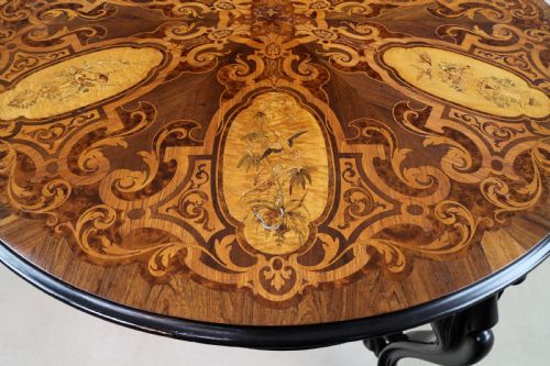 VICTORIAN MARQUETRY INLAID CIRCULAR CENTRE TABLE - ADDITIONAL PHOTO 16