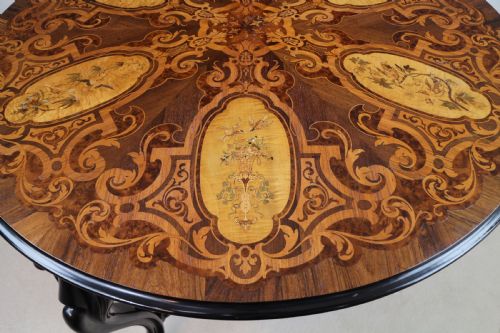 VICTORIAN MARQUETRY INLAID CIRCULAR CENTRE TABLE - ADDITIONAL PHOTO 23