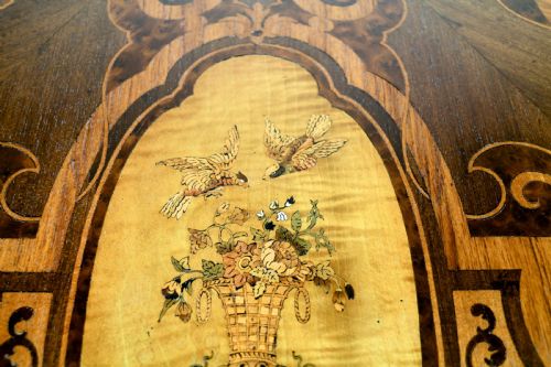 VICTORIAN MARQUETRY INLAID CIRCULAR CENTRE TABLE - ADDITIONAL PHOTO 29