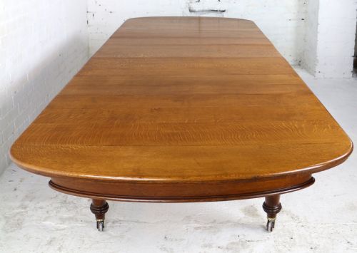 EARLY VICTORIAN OAK EXTENDING DINING TABLE 5 LEAVES 12 FT - ADDITIONAL PHOTO 6