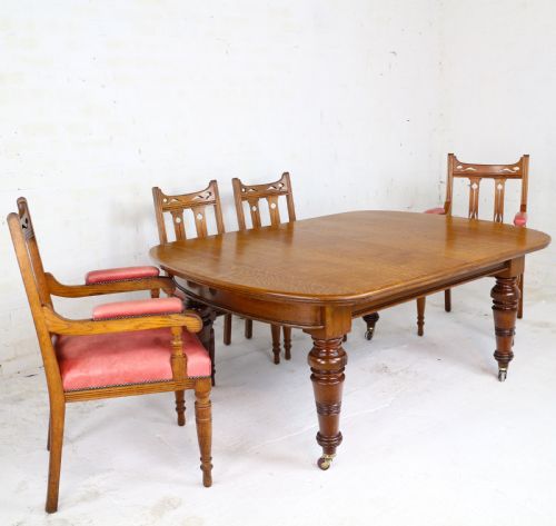 EARLY VICTORIAN OAK EXTENDING DINING TABLE 5 LEAVES 12 FT - ADDITIONAL PHOTO 13